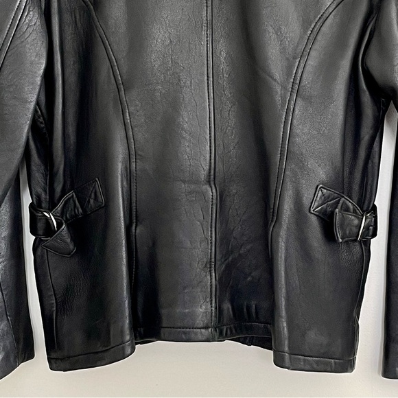Vintage Leather Black Blazer Trench Jacket Buttery Soft - Picture 10 of 15